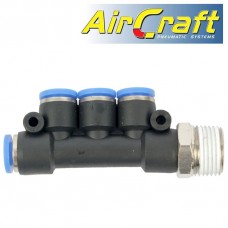 PU HOSE FITTING MANIFOLD 4 X 6MM PORT X 3/8'M